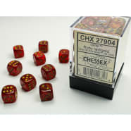 12mm d6 Dice Block: Glitter Ruby w/Gold Thumb Nail